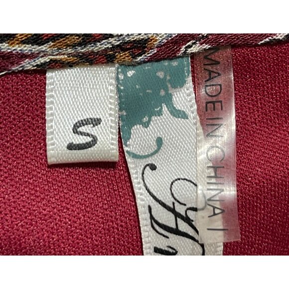 Andree Tunic Top Mini Dress Size S Small Burgundy V-Neck Flutter Sleeve - Picture 7 of 9